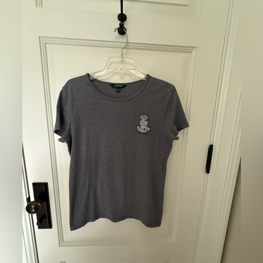 RALPH LAUREN Grey Logo T-Shirt US L